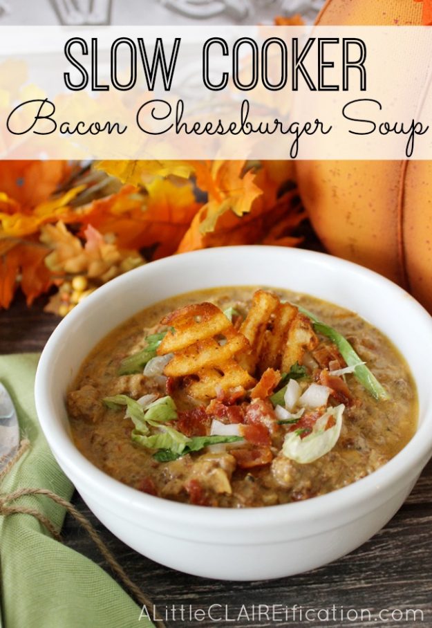 Slow Cooker Bacon Cheeseburger Soup | Easy CrockPot Meals - The Shabby ...