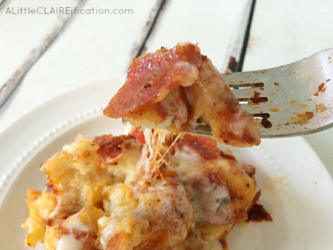 Easy and Scrumptious Pepperoni Piazza Bake- an easy crockpot meal!
